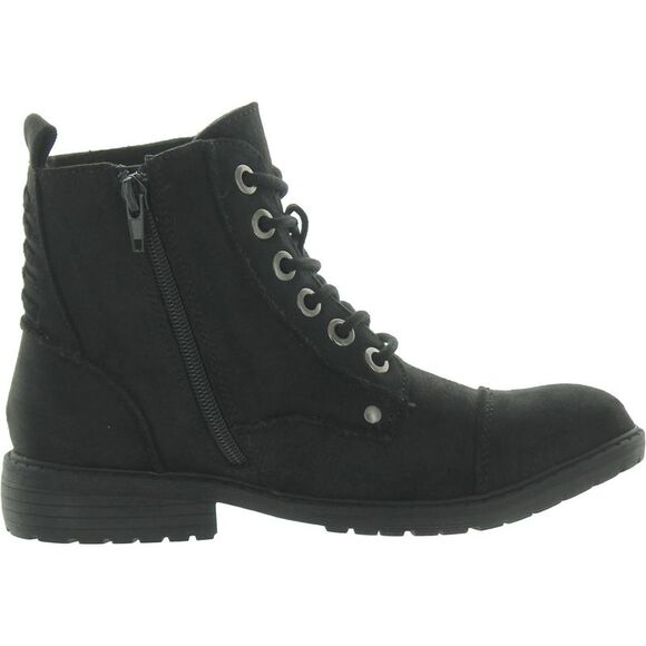Very G Womens Birdie Black Pull On Combat & Lace-up Boots Shoes New - Picture 2 of 3